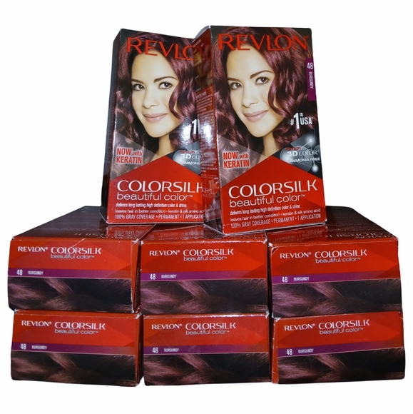 8 Boxes Burgundy Hair ColorRevlon Colorsilk #48 Red Color Permanent Box Dye New - Picture 1 of 11